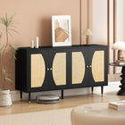 HOMCOM 55.1" L Sideboard Buffet Cabinet - Black-Anti-tipping design allows you to secure it to the wall for safety