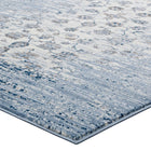 Modway Chiara Distressed Floral Lattice Contemporary Area Rug - 8 ft W x 10 ft L - Moroccan Blue/Ivory-Stain Resistant / Easy To Clean