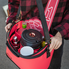 RovR KeepR Beverage Tote Caddy with Ice Bucket and Shoulder Strap - Coral-Rugged carrying handle with foam grip offers stylish, easy portability