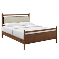 Modway Leni Full Size Wood Platform Bed Frame - Walnut Heathered Ivory-Full Size Platform Bed