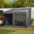 Outsunny 10 ft W x 10 ft L Wall Mounted Pergola Gazebo with Curtains and Nettings - Dark Grey-Detachable two curtains and two nettings can block wind and provide a privacy space