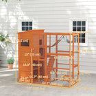 PawHut 76" Outdoor Catio Cat Enclosure - Orange-4-tier house, large run box, ramps, platforms, and a cozy hammock 