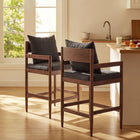 Modway Remington Wood Counter Stool - Charcoal - 2 Pack-Removable Back Pillow with Slub Weave Fabric