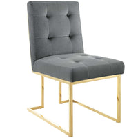 Modway Privy Gold Stainless Steel Performance Velvet Dining Chair - Gold/Charcoal-Glam Deco Dining Chair