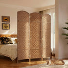 HOMCOM 3 Panels Freestanding Room Divider for Home Office - Natural-Materials: Poplar Wood, Woven Wicker Paper
