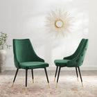 Modway Adorn Performance Velvet Dining Side Chair - Green - 2 Pack-Performance Velvet Polyester Upholstery