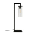 Hudson&Canal Malva 26" Tall Table Lamp with Glass Shade - Blackened Bronze/Seeded-Paired with a seeded cylinder glass shade