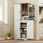 HOMCOM 72" H Farmhouse Kitchen Pantry Cabinet - White-Three-level adjustable shelf for items of various height 