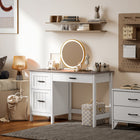 HOMCOM 47.2" Computer Desk with File Drawer - White-Robust particle board and MDF supports up to 209 lbs
