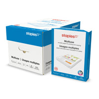 Staples Multiuse Paper - 20 lb. - 8.5" x 11" - White - 5000 Sheets-8.5" x 11" (Letter Size)