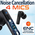 Delton T50 Wireless Earbuds with 4 ENC Microphone and USB Type-A/C Dongle - Black-Designed with quad ENC microphones, these wireless earbuds with microphone feature 4 microphones (2 per earbud) to ensure crystal-clear call quality by effectively reducing ambient noise.