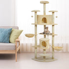 PawHut 79" Large Cat Tree Tower with Scratching Posts and Hammock - Beige-The perches and condos provide a comfortable space for your cats to relax			 