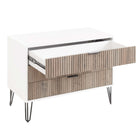 Manhattan Comfort DUMBO Modern 1-Drawer Nightstand and 3-Drawer Dresser Set - White/Rustic Grey-Snap It Assembly! Includes High Quality Internal Click Grooves for a Simple Assembly, No Tools Required!
