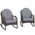 Outsunny 2-Piece Wicker Outdoor Rocking Chair Set-Two rocking chairs enhance relaxation with a friend 
