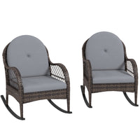 Outsunny 2-Piece Wicker Outdoor Rocking Chair Set-Two rocking chairs enhance relaxation with a friend 
