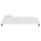 Modway Harlow Performance Velvet King Platform Bed Frame - White-Reinforced Center Beam and Support Legs