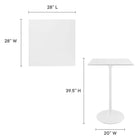 Modway Lippa 28" Square Wood Bar Table - White-Lacquered MDF Tabletop