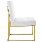 Modway Privy Gold Stainless Steel Upholstered Fabric Dining Accent Chair - Gold/White-Gold Stainless Steel Base