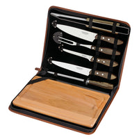Tramontina Churrasco Stainless Steel BBQ Carving Set with Carry Case - Wood Cutting Board - Knife set - 8 Piece Set-Ideal for preparing and serving high-quality barbecue meals