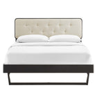 Modway Bridgette Wood Full Platform Bed with Angular Frame - Black Beige-Rubberwood Legs
