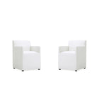 Manhattan Comfort Anna Square 22.83" Modern Faux Leather Upholstered Dining Armchair - Cream - Set of 2-Modern Dining Armchair for Dining Room and Task Use. Set of 2