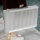 HOMCOM 2' Textured Aluminum Folding Wheelchair Ramp - Silver-Safety feature like the top transition plate and bolt included 