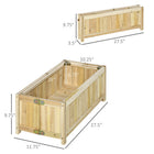 Outsunny Foldable Wood Planter Box - 28" L x 11.6" W x 10" H - Natural-Raised flower beds keep weeds away 