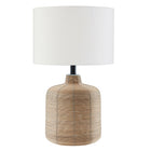 Hudson&Canal Jolina 20.5" Tall Petite/Rattan Table Lamp with Fabric Shade - Natural Rattan/White-Coastal design for your living room, workspace, or bed side table