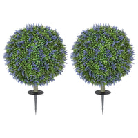 HOMCOM Artificial Faux Lavender Plants - Purple - 2 Pack-Two-piece set enhances decor with realistic lavender trees 