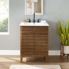 Modway Render 24" Bathroom Vanity - Walnut/White-Mid-Century Modern Style