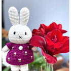 Just Dutch Miffy Handmade Bunny Plush Toy - Purple Tulip Dress-Expertly crafted by talented artisans using 100 percent high-quality soft cotton yarn for a premium touch