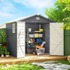 Outsunny 8' x 6' Garden Storage Shed-Polypropylene resin plastic and aluminium for long service life 
