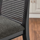 Modway Monarch Wood and Rattan Bar Stool - Black Black Gray-Fabric Upholstered Seat