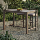 Modway Eleni Rectangle 56" Outdoor Teak Wood Rectangular Bar Table - Weathered Grey Teak-Slatted Tabletop
