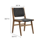 Modway Saoirse Woven Rope Wood Dining Side Chair - Walnut/Black - 2 Pack-Ergonomic Design