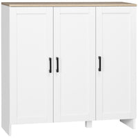 HOMCOM Modern 35.4" L Buffet Cabinet with Storage - White-Two cabinets provide ample storage for daily supplies