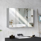 Kleankin Wall Mount Medicine Cabinet with Mirror - 35" W x 24" D - Grey-Mirror outside for better preparation for morning makeup or shaving 