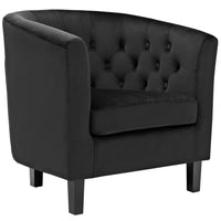 Modway Prospect Performance Velvet Armchair - Black-Chesterfield Style Armchair