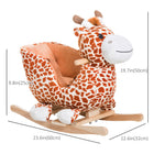 Qaba Baby Rocking Horse Giraffe Design Plush Stuffed Rocking Chair - Brown-Features an easy-grip front handlebar, footrests, and seat belt for safety 