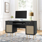 Modway Chaucer 55.5" Office Desk - Black-Pull-Out Keyboard Tray