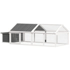 Pawhut 30" H Large Chicken Run with Nesting Box - White-Large run offers over large space for four to eight chickens 