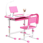 Qaba Kids Height Adjustable Writing Desk and Chair Set - Pink-The height of table and chair is adjustable 