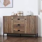 HOMCOM Industrial 47.25" L Kitchen Sideboard - Rustic Brown-The alluring dark mango wood effect delivers a retro look to your living space