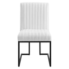 Modway Indulge Channel Tufted Fabric Dining Chair - White-Chair Weight Capacity: 330 lbs.
