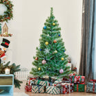 HOMCOM 5' Artificial Christmas Tree with Metal Stand - Green-Robust metal tree base provides stability to keep your trees standing tall 