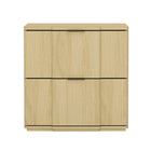 Manhattan Comfort Clive 22" Mid-Century Modern 2-Drawer Nightstand - Natural and Gold-Clean-lined nightstand crafted from manufactured wood with metal accents for a refined, modern bedroom look