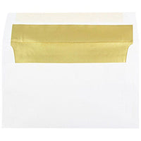 JAM Paper A10 Foil Lined Invitation Envelopes - 6" x 9.5" - White with Gold Foil - 25 Pack-Colour: White with Gold Foil Lining, Foil gives envelope natural looking shine