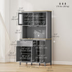 HOMCOM 71" H Kitchen Pantry Cabinet with Adjustable Shelves and Glass Door - Grey-Smooth metal sliding drawers that are easy to open and close 