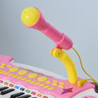 Qaba Kids Toddler Toy Piano Keyboard with Included Sitting Stool - Pink-The tempo and volume are adjustable 
