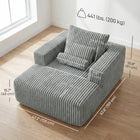 HOMCOM Compact Sofa Bed with Pillow for Living Room - Grey-Soft corduroy fabric offers cozy, skin-friendly comfort   
